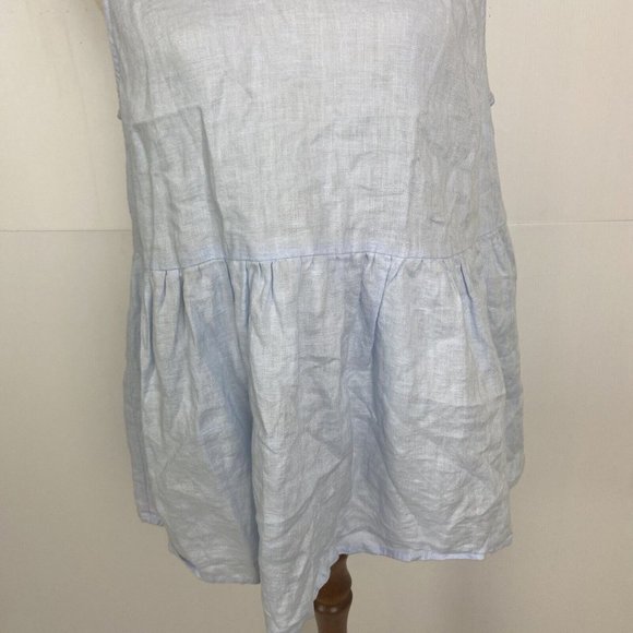 Sportsgirl Size 10 Women's Top Blouse 100% LINEN Blue Tank - Picture 3 of 9